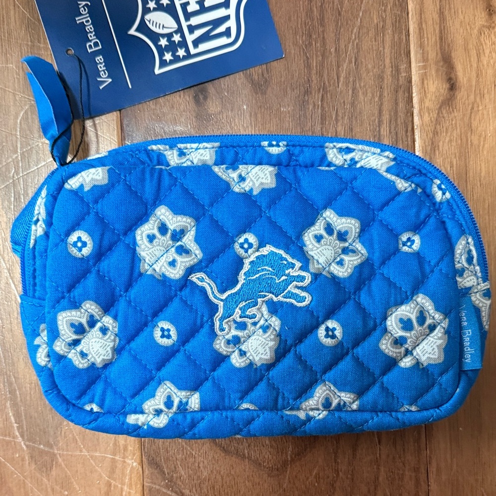 Vera Bradley Blue Quilted Pouch with Floral Design